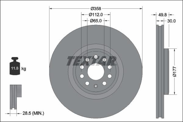 Brake system parts Volkswagen ID.4: 92337505 Textar Brake disc