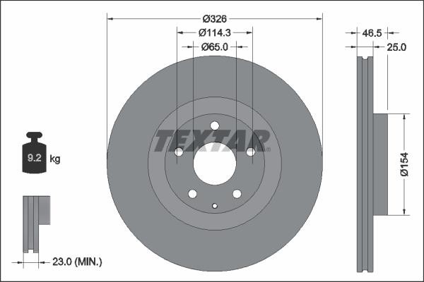 Brake disc Mazda MX-30: 92337603 Textar Front vented brake disc