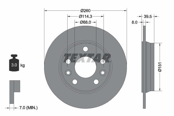 Brake disc Renault Zoe: 92327203 Textar Brake disc