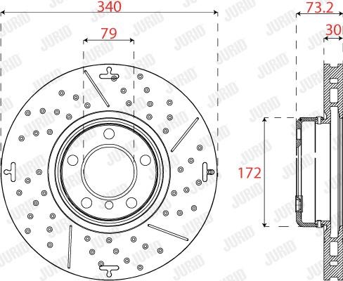 Front vented brake disc Jurid/Bendix 563200JVC-1