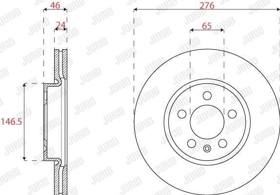 Jurid/Bendix 563228JC Front brake disc ventilated 563228JC