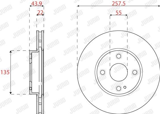 Jurid/Bendix 563324JC Front brake disc ventilated 563324JC