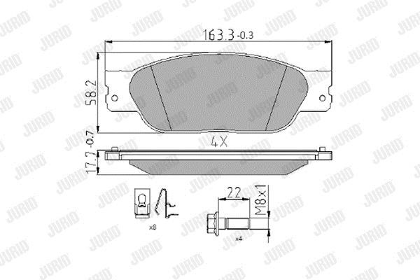 Brake pad kit Lincoln LS: 573934J Jurid/Bendix Brake pad set