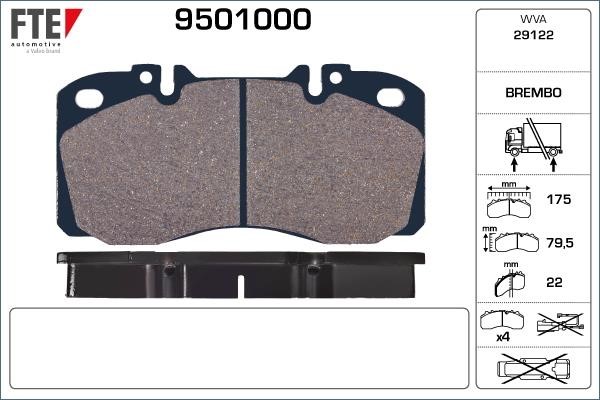FTE 9501000 Brake Pad Set, disc brake 9501000