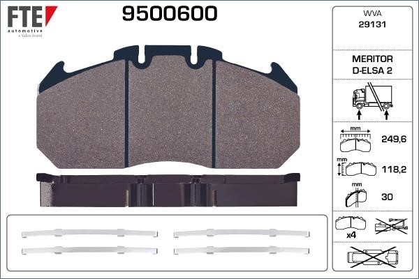 FTE 9500600 Brake Pad Set, disc brake 9500600