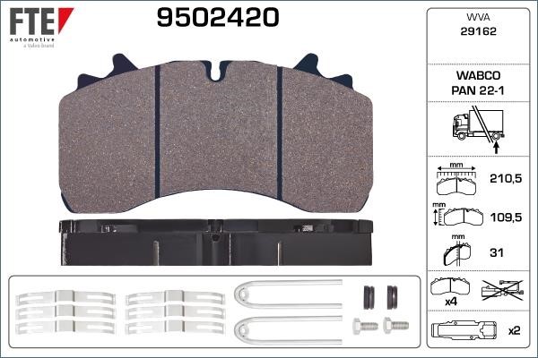 FTE 9502420 Brake Pad Set, disc brake 9502420