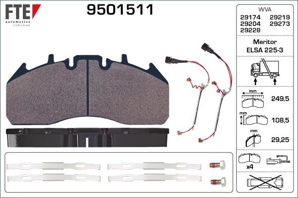 FTE 9501511 Brake Pad Set, disc brake 9501511