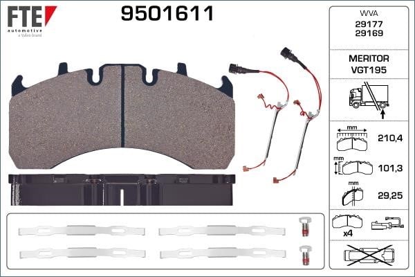 FTE 9501611 Brake Pad Set, disc brake 9501611