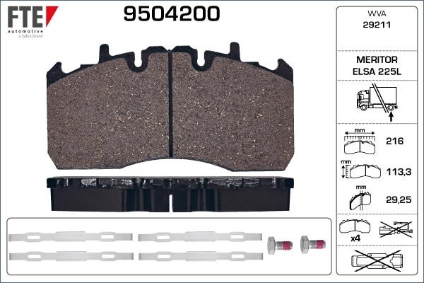 FTE 9504200 Brake Pad Set, disc brake 9504200