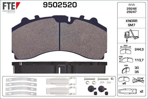 FTE 9502520 Brake Pad Set, disc brake 9502520