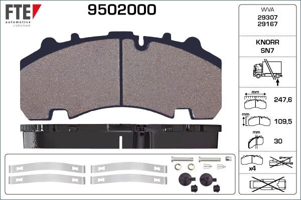 FTE 9502000 Brake Pad Set, disc brake 9502000