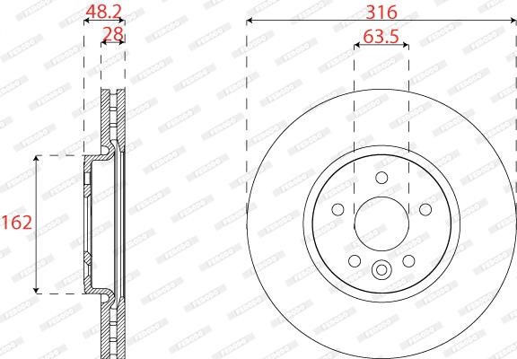 Ferodo DDF2794C Front brake disc ventilated DDF2794C