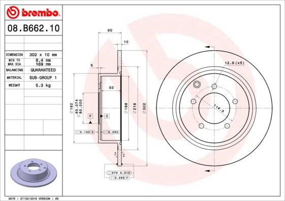 Brembo 08.B662.11 Brake disc 08B66211