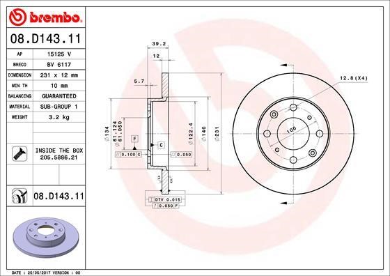 Brembo 08.D143.11 Brake disc 08D14311