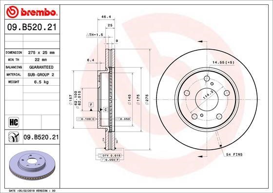 Brembo 09.B520.21 Brake disc 09B52021