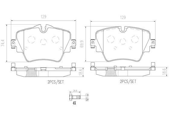 Brake system parts BMW X2: P06093N Brembo Brake pad set