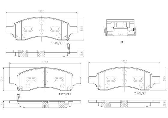 Disc brake pad set Saab 9-7X: P10049N Brembo Brake pad set