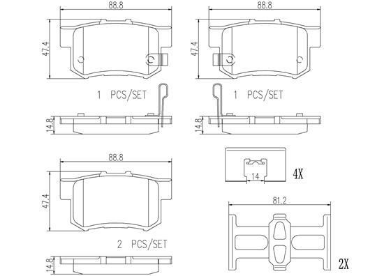 Brembo P28039N Rear brake pad set P28039N P28039N Brembo Rear brake pad set