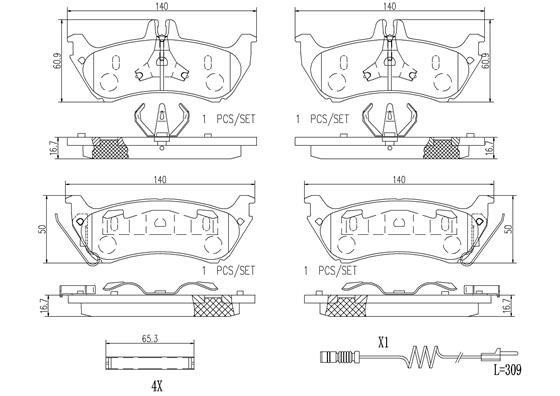 Brembo P50044N Rear disc brake pads, set P50044N