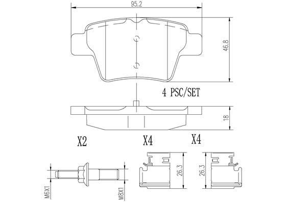 Brembo P61100N Brake Pad Set, disc brake P61100N