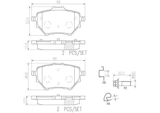 Brembo P61122N Brake Pad Set, disc brake P61122N