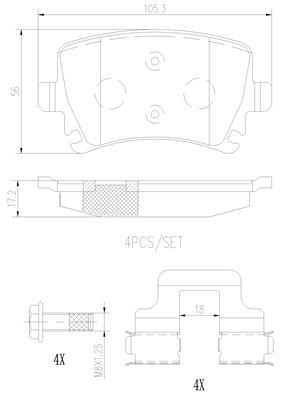 Brembo P85073N Brake Pad Set, disc brake P85073N