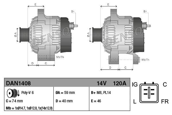 Alternator Jaguar S-Type: DAN1408 DENSO Alternator