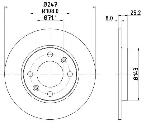 Mintex MDC794C Rear brake disc, non-ventilated MDC794C