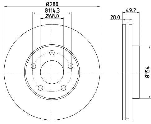 Mintex MDC1578C Front brake disc ventilated MDC1578C