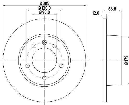 Mintex MDC1539C Rear brake disc, non-ventilated MDC1539C