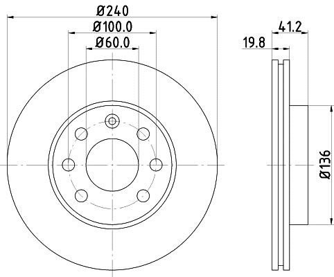 Mintex MDC1454C Front brake disc ventilated MDC1454C