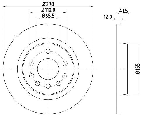 Mintex MDC1560C Rear brake disc, non-ventilated MDC1560C