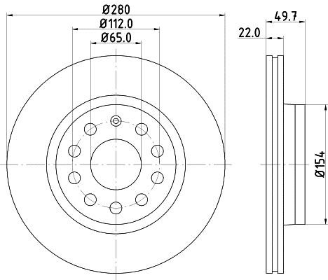 Mintex MDC1639C Front brake disc ventilated MDC1639C