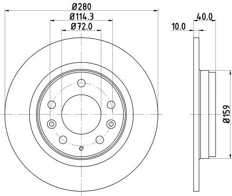 Mintex MDC1665C Rear brake disc, non-ventilated MDC1665C