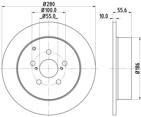 Mintex MDC1696C Rear brake disc, non-ventilated MDC1696C