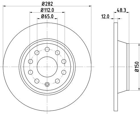 Mintex MDC1698C Rear brake disc, non-ventilated MDC1698C