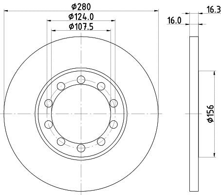 Mintex MDC1811C Rear brake disc, non-ventilated MDC1811C
