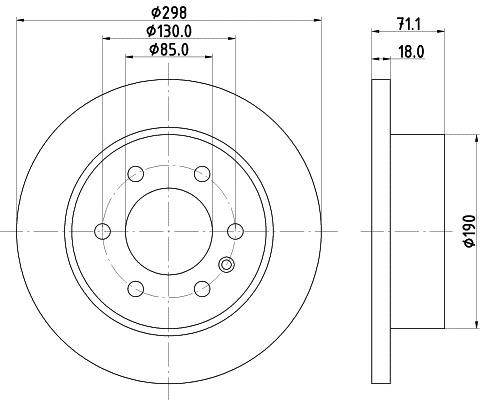 Mintex MDC2851C Rear brake disc, non-ventilated MDC2851C