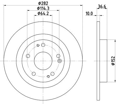 Mintex MDC2857C Rear brake disc, non-ventilated MDC2857C