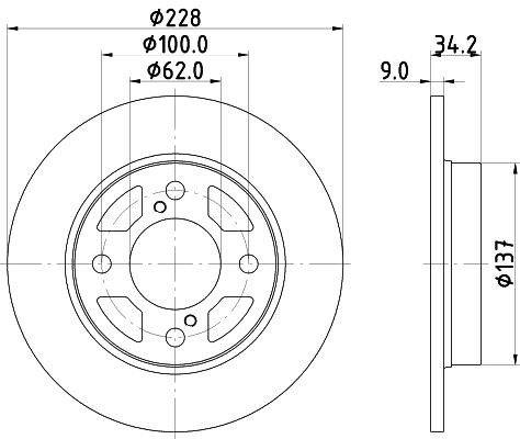 Mintex MDC2868C Rear brake disc, non-ventilated MDC2868C