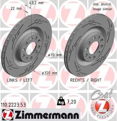 Otto Zimmermann 110.2223.53 Rear ventilated brake disc 110222353