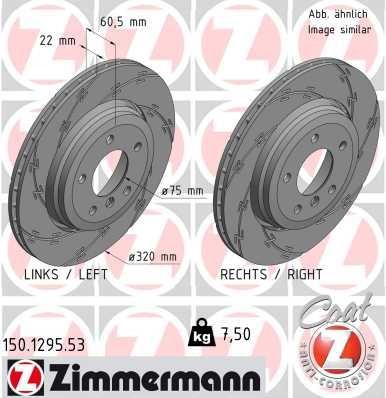 Otto Zimmermann 150.1295.53 Rear ventilated brake disc 150129553