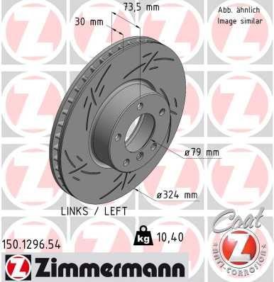 Otto Zimmermann 150.1296.54 Front brake disc ventilated 150129654