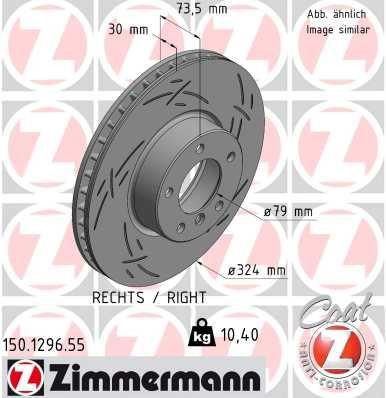 Otto Zimmermann 150.1296.55 Front brake disc ventilated 150129655