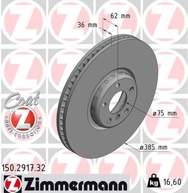 Otto Zimmermann 150. 2917. 32 Front brake disc ventilated 150291732