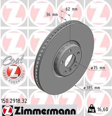 Otto Zimmermann 150. 2918. 32 Front brake disc ventilated 150291832