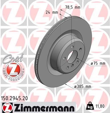 Otto Zimmermann 150. 2945. 20 Rear ventilated brake disc 150294520