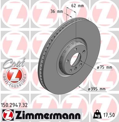 Otto Zimmermann 150.2947.32 Ventilated front left brake disc 150294732