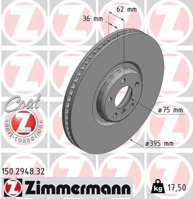 Otto Zimmermann 150.2948.32 Front right ventilated brake disc 150294832