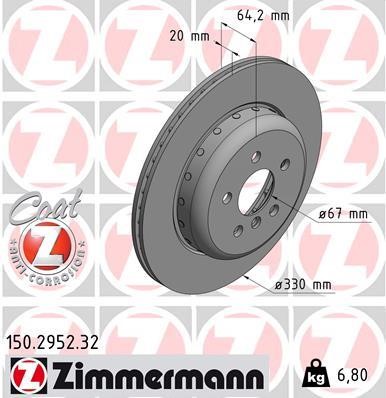 Otto Zimmermann 150.2952.32 Disc brake rear left ventilated 150295232